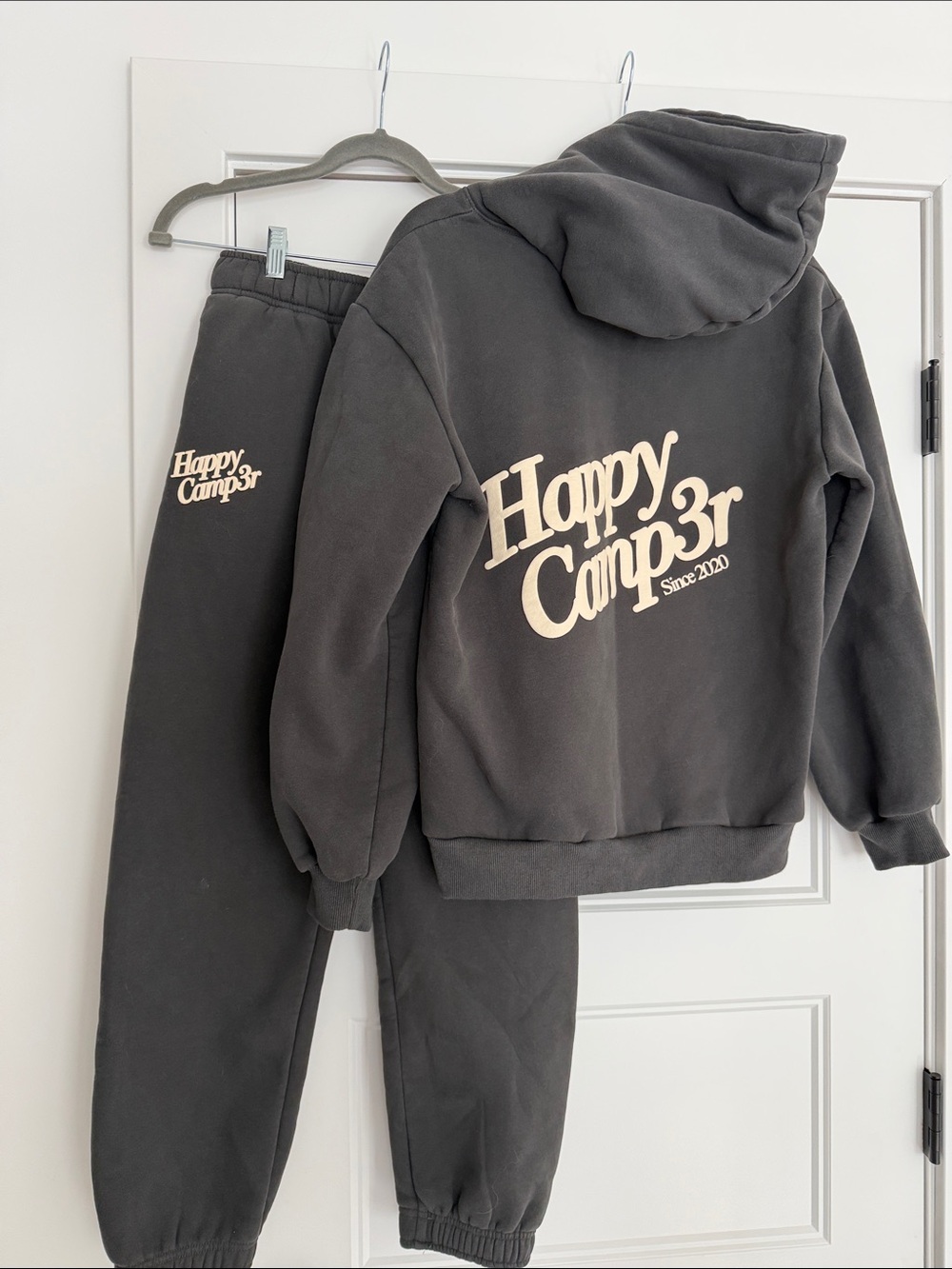 Happy Camp3r Charcoal Women's Jogger Set - Cozy Hooded Track Pants